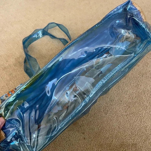 Clear Fish Print Beach Tote w/ Sand Wave Bottom - Picture 7 of 11